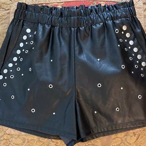 Express Leather Like Black Shortie Shorts Extreme High Rise Size Small